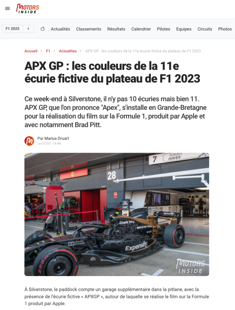 APX GP : les couleurs de la 11e écurie fictive du plateau de F1 2023