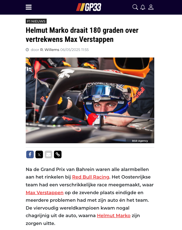Helmut Marko opère un revirement à 180 degrés concernant le désir de Max Verstappen de partir.
