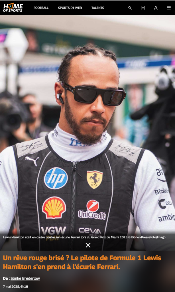 Un rêve rouge brisé ? Le pilote de Formule 1 Lewis Hamilton s'en prend à l'écurie Ferrari.